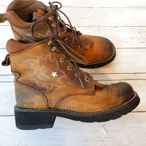 Ariat Probaby Leather Brown Lace-Up Round Toe Water Resistant Round Toe …